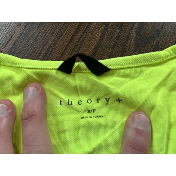 Theory + Tank Top Lime Green Scoop Neck Sleevless Stretch Tee Womens Size S/P - Picture 3 of 6